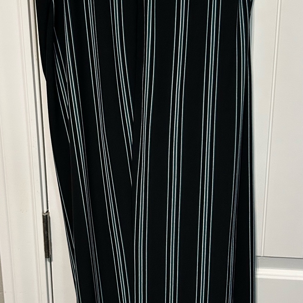 Black Green and White Striped Pants